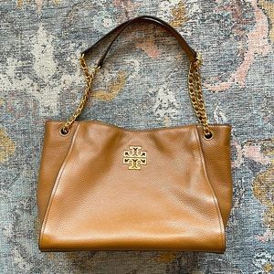 Tory Burch Britten Small Slouchy Tote - Bark color